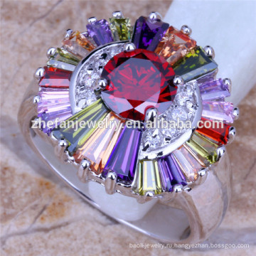 Multi цвет камень кольцо большой цветок кольца с бриллиантами изготовление ювелирных изделий